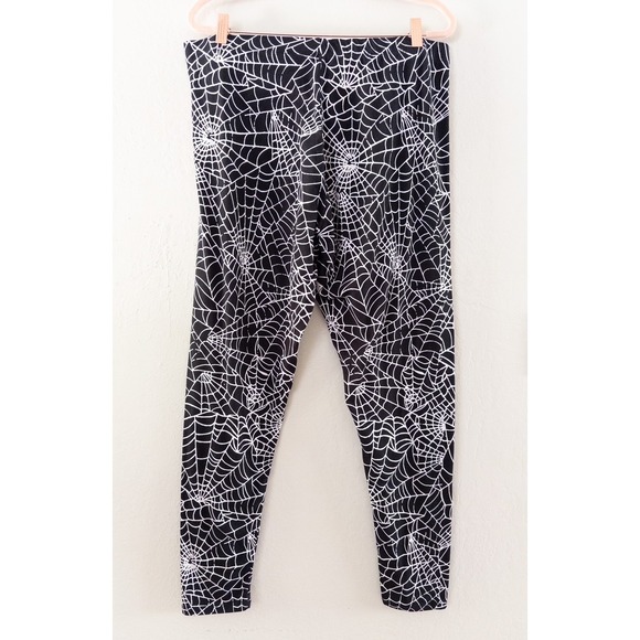 Joe Boxer Spider Cob Web Print Leggings Super Soft Athleisure 1X - Picture 2 of 5
